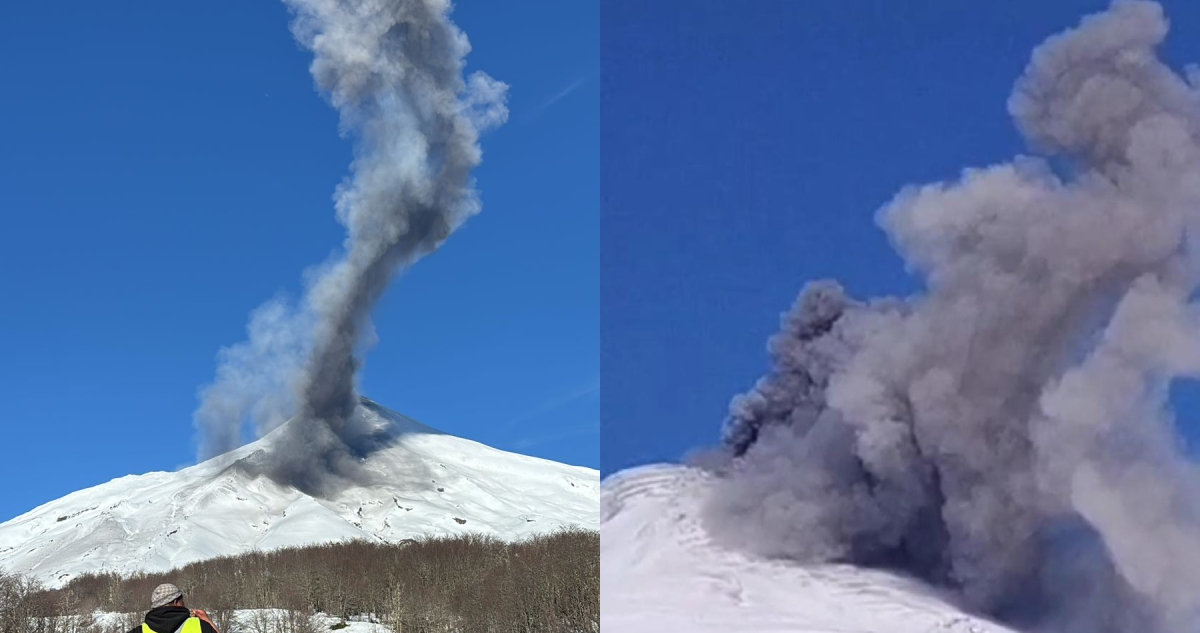 Registran gran columna de cenizas en el Volcán Villarrica: tuvo dos pulsos eruptivos