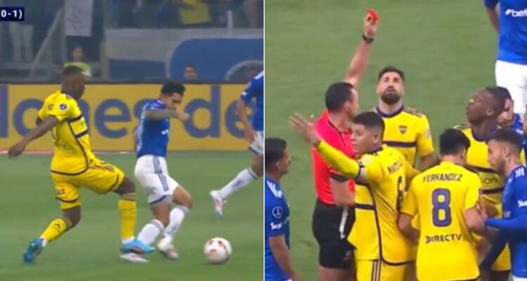 La tarjeta roja a Luis Advíncula en el Cruzeiro vs Boca de Copa Sudamericana