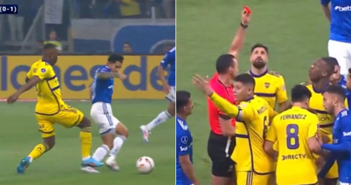 La tarjeta roja a Luis Advíncula en el Cruzeiro vs Boca de Copa Sudamericana