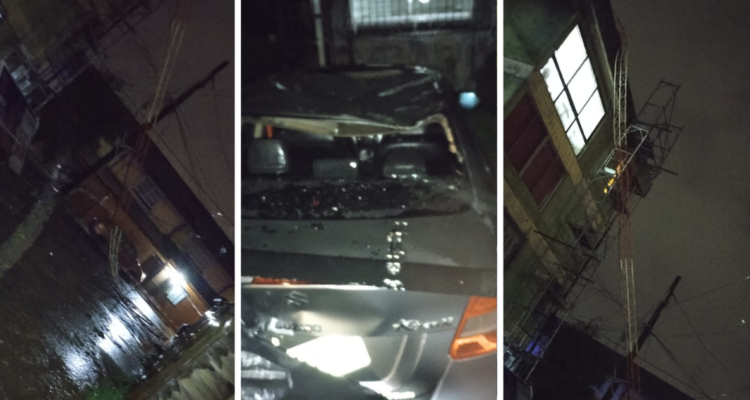 Ráfagas de viento derriban antena de radio sobre un vehículo en Lota: mujer resultó con lesiones leves