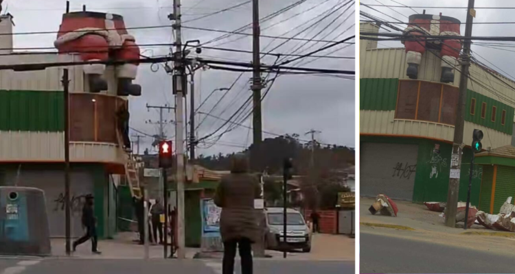 Ráfagas de viento derriban emblemático “Viejito Pascuero” de El Quisco: cuerpo cayó a la calle