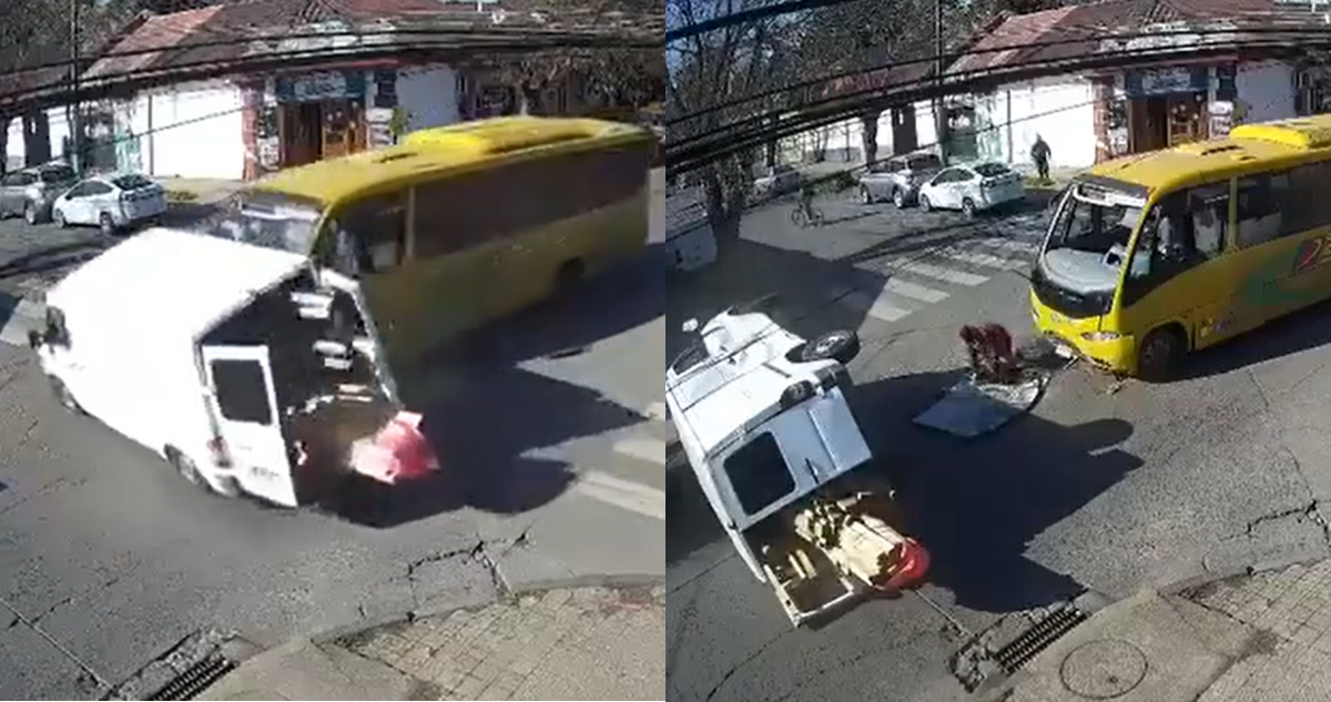 Brutal colisión en Chillán: pasajero salió eyectado desde bus que impactó con furgón