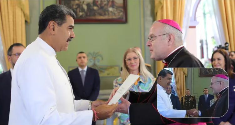 Nicolás Maduro recibe las cartas credenciales del nuncio apostólico del Vaticano en Venezuela
