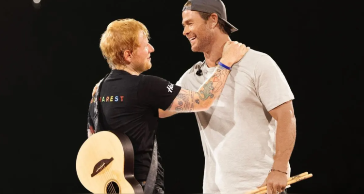 Chris Hemsworth tocó batería en concierto de Ed Sheeran ante 70 mil personas en Rumanía