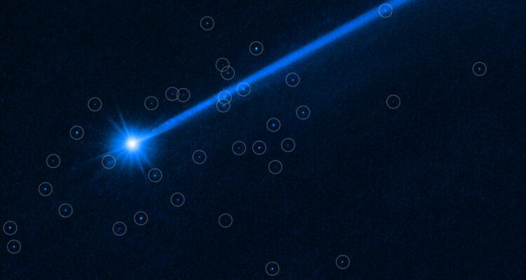 Fragmentos del asteroide Dimorphos, que serían la primera lluvia de meteoritos causada por humanos