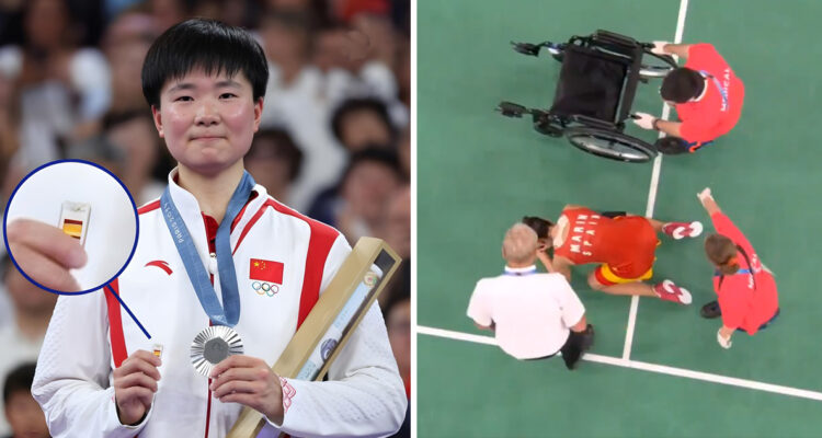 Jugadora china de bádminton tuvo lindo gesto con rival española que se lesionó en París 2024.
