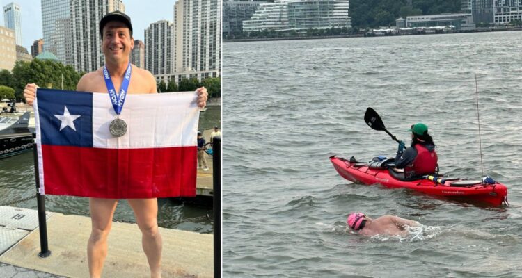 Francisco Aguirre, el chileno que cumplió con éxito y rodeó a nado la Isla Manhattan ¡Va por la triple corona!