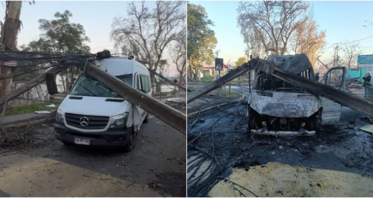 Denuncian quema de furgón y robo de cables en Maipú a 7 días de la caída de postes: “Enel no aparece”