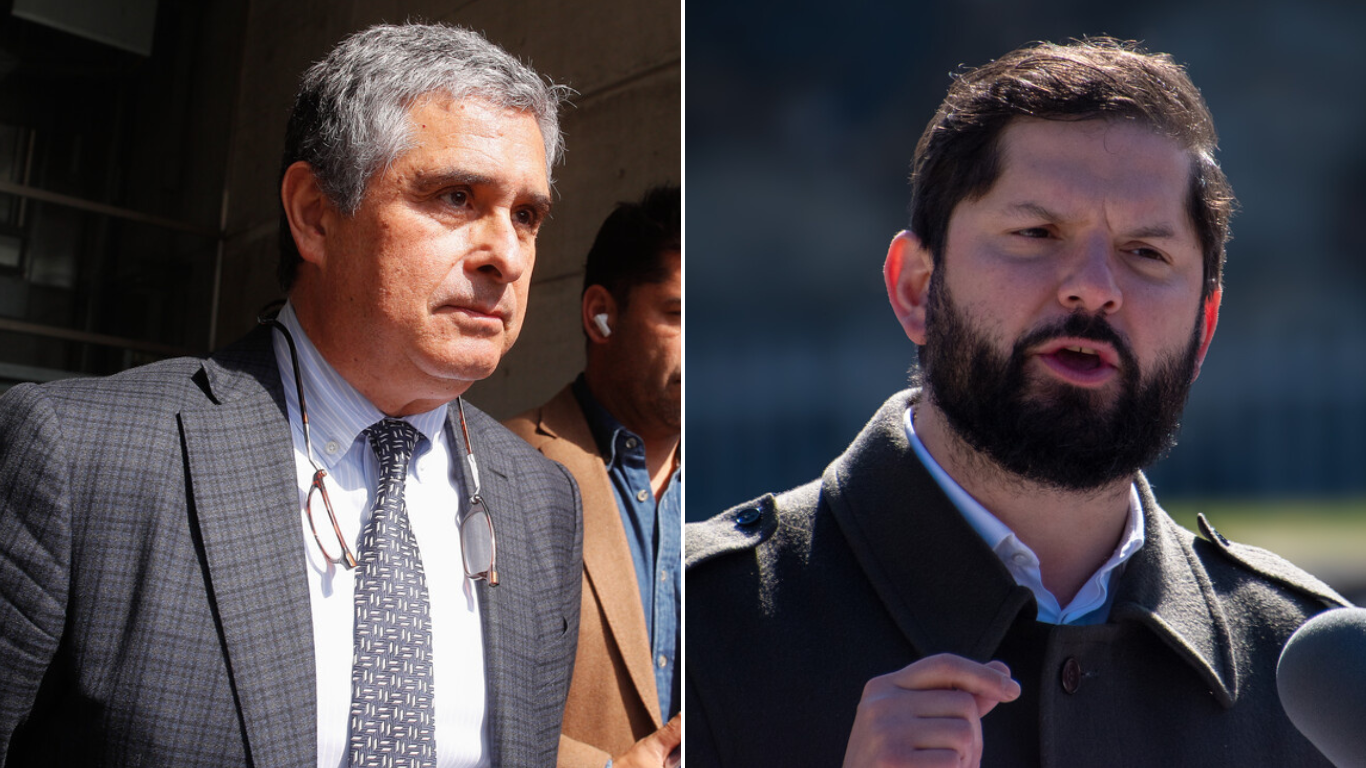 En la imagen, el abogado Juan Pablo Hermosilla y el presidente Gabriel Boric.