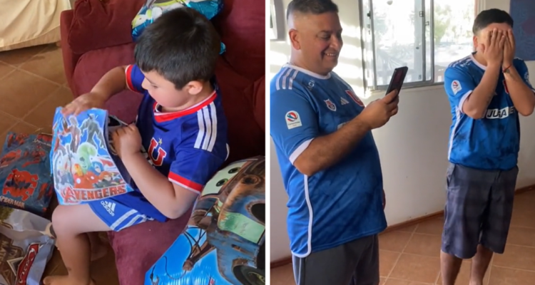 Pequeño hincha de La U recibió de regalo camiseta de Colo Colo: su reacción se hizo viral en redes