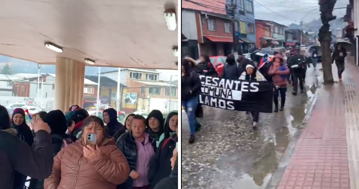 Personas protestando en medio de huelga de hambre en Curanilahue