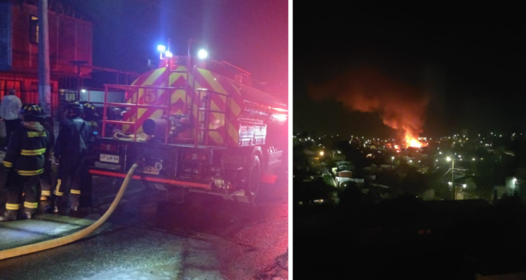 Incendio consumió dos viviendas y afectó servicio eléctrico en Quilpué: emergencia ya está controlada