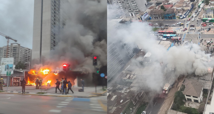 Gigantesco incendio destruye varios locales comerciales en Estación Central