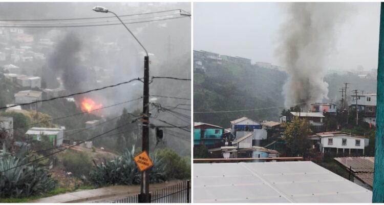 Incendio en vivienda en Cerro Rodelillo de Valparaíso