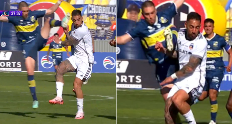 La brutal patada en el rostro de Javier Correa en el duelo entre Everton y Colo Colo.