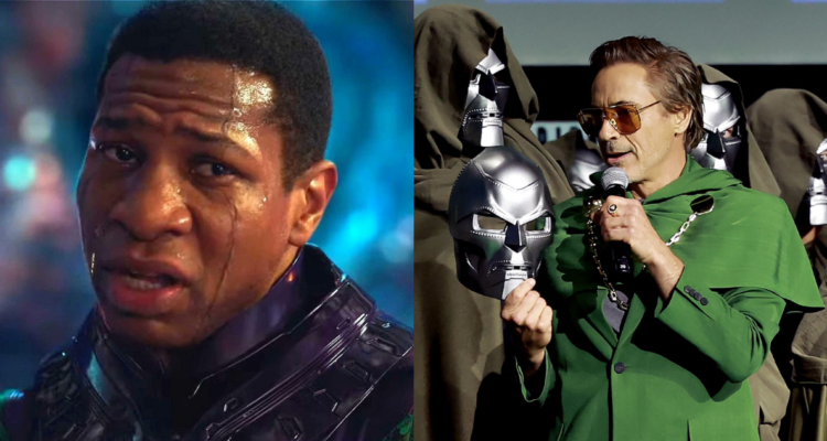 Jonathan Majors (izquierda) y Robert Downey Jr (derecha) en referencia a reemplazo en el MCU