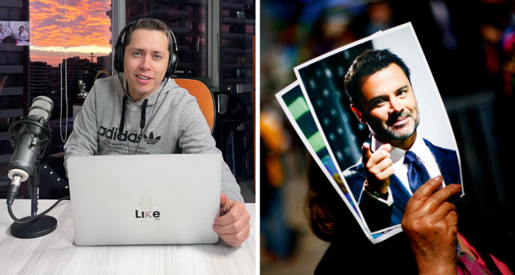 Karol Lucero (izquierda) y Felipe Camiroaga (derecha) en referencia a palabras sobre el animador