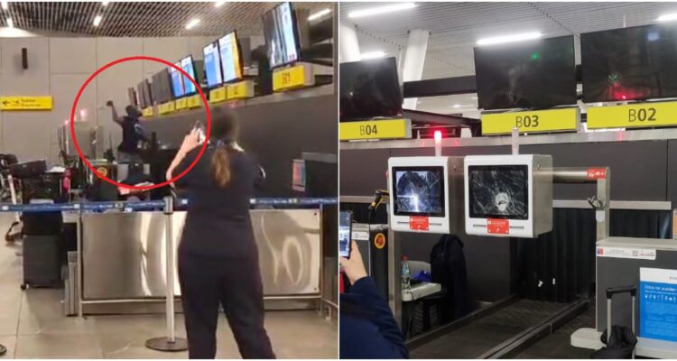 minuto-de-furia-en-aeropuerto-de-santiago_-pasajero-rompe-pantallas-por-cobro-de-equipaje-extra