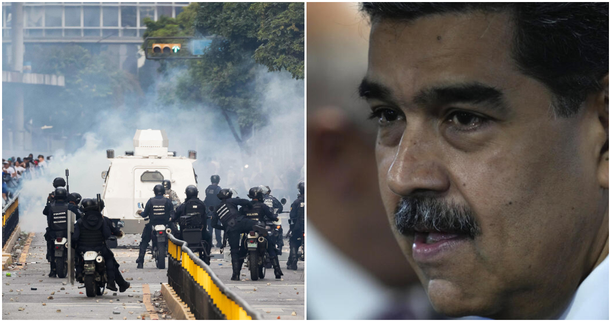 Protesta en Caracas y Nicolás Maduro