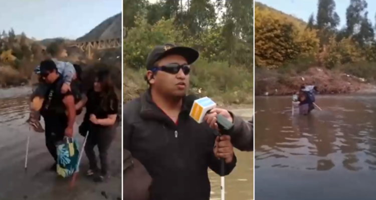 Hombre no vidente cruza el Marga Marga a diario