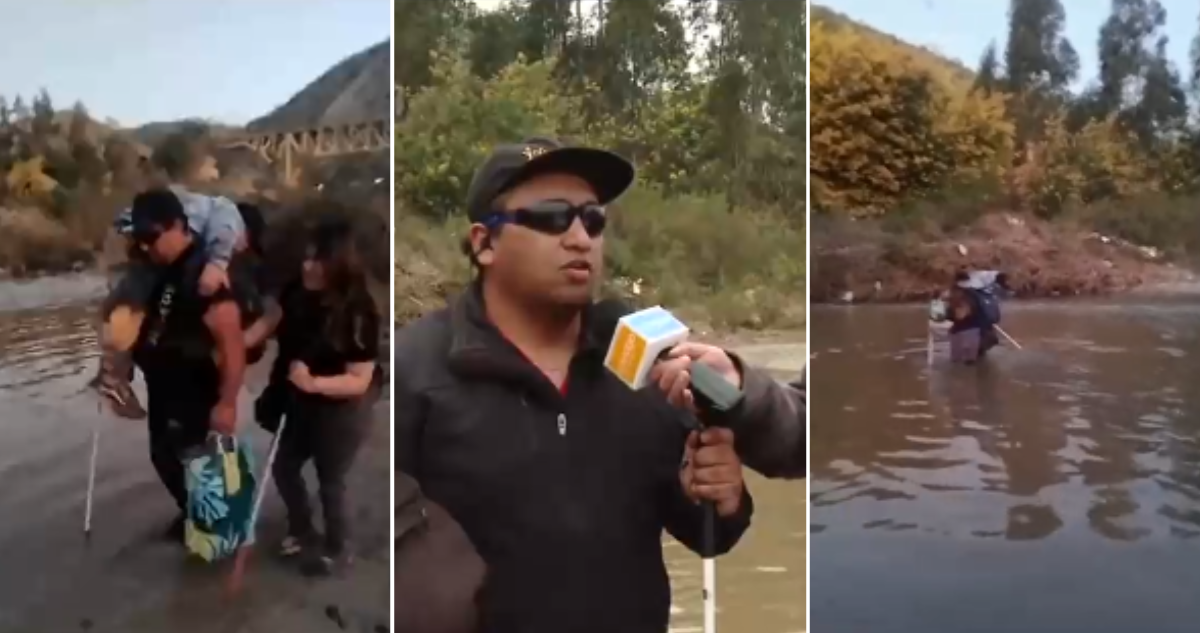 Hombre no vidente cruza el Marga Marga a diario
