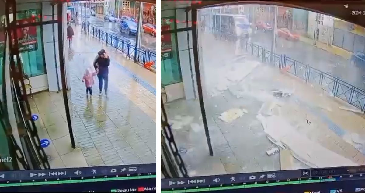 Parte de estructura del Portal Comercial Talcahuano cae sobre calzada tras fuertes vientos