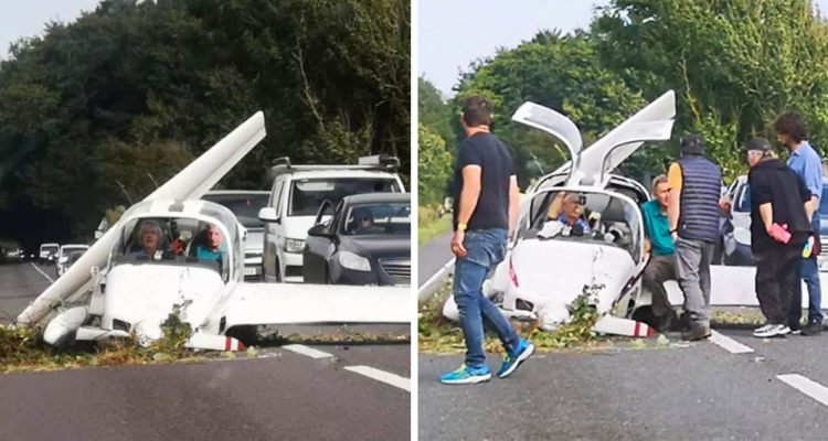Piloto y pasajero sobreviven luego de que su avioneta se estrellara en plena carretera de Inglaterra