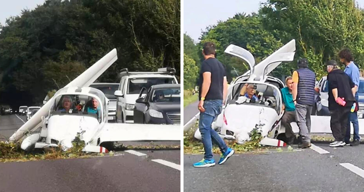 Piloto y pasajero sobreviven luego de que su avioneta se estrellara en plena carretera de Inglaterra