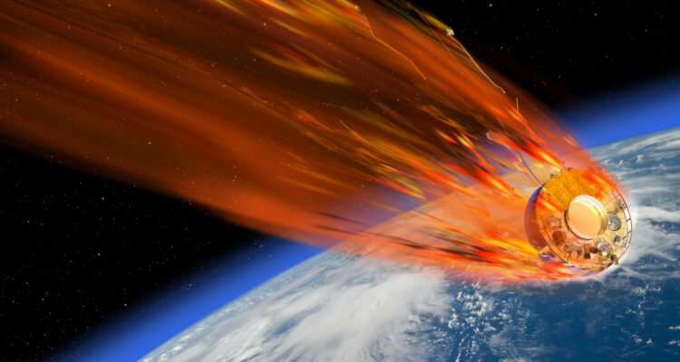 Representación artística del satélite que reingresará a la Tierra frente a las costas de Chile