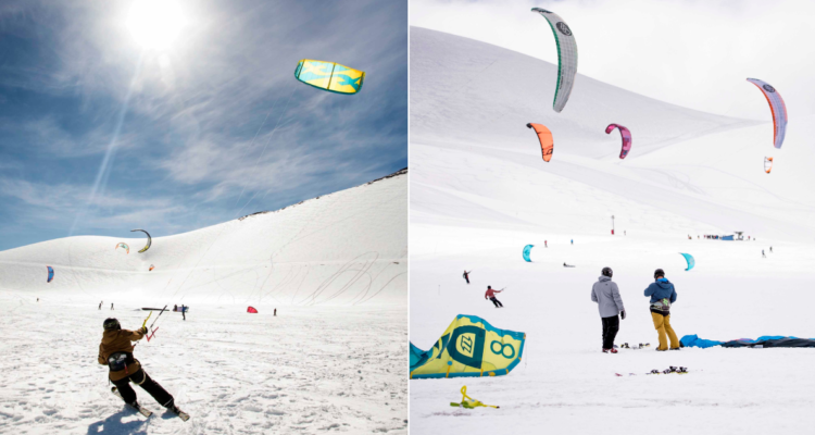 Las Velas se toman la nieve en esperado Snowkite Fest Corralco.