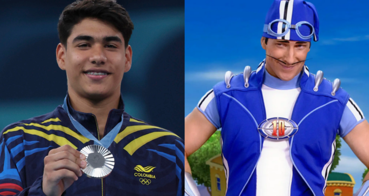 Ángel Barajas (izquierda) y Magnus Scheving, actor de Sportacus (derecha)