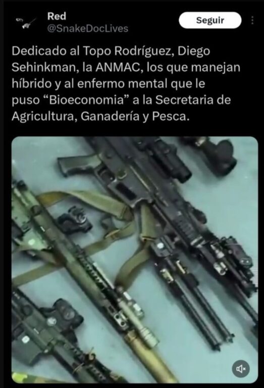 Tweet de armas de Santiago Caputo