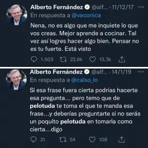 Tweets sexistas de Alberto Fernández en X