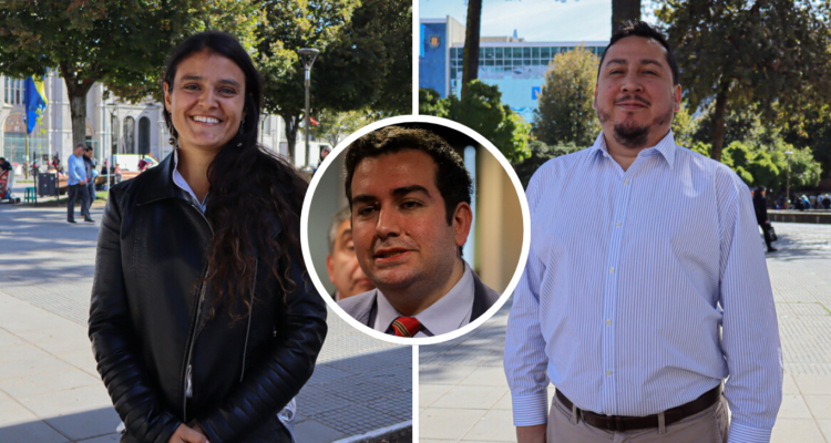 En la imagen, Valentina Pavez, James Argo y Héctor Muñoz, candidatos de la centroderecha para la alcaldía de Concepción.