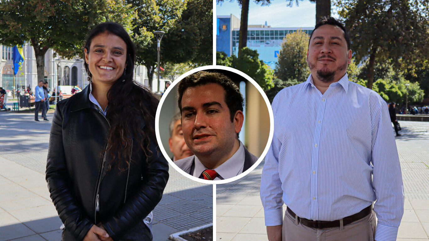 En la imagen, Valentina Pavez, James Argo y Héctor Muñoz, candidatos de la centroderecha para la alcaldía de Concepción.