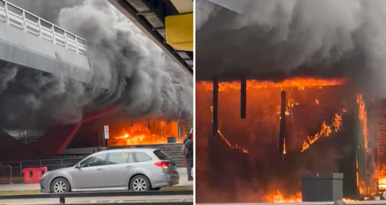 Violento incendio se registra en salida de metro Escuela Militar