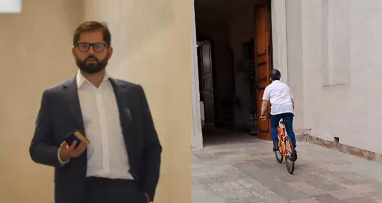 En bicicleta: presidente Boric llega a encabezar Consejo de Gabinete en La Moneda por Presupuesto 2025