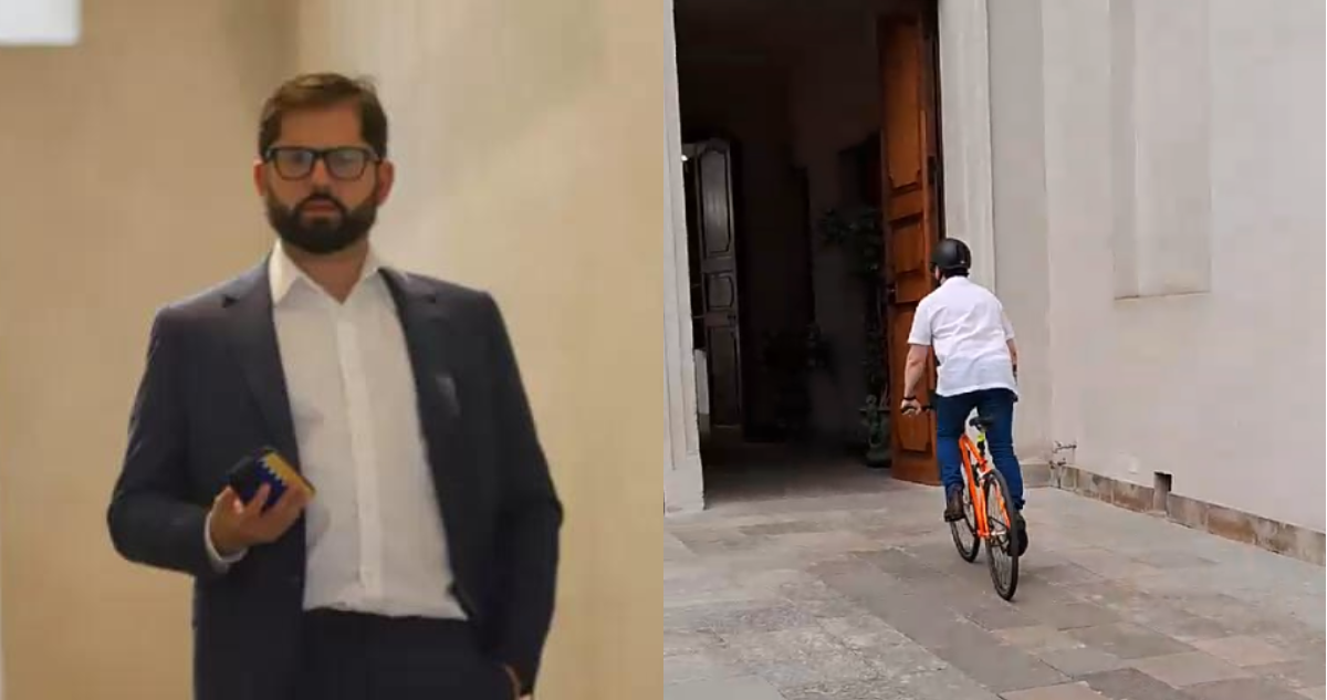 En bicicleta: presidente Boric llega a encabezar Consejo de Gabinete en La Moneda por Presupuesto 2025