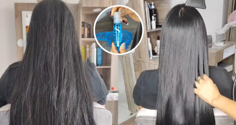 Antes y después de aplicación de ampolla capilar de TikTok