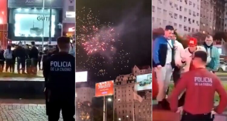 El intento de banderazo de hinchas de Colo Colo en el Obelisco