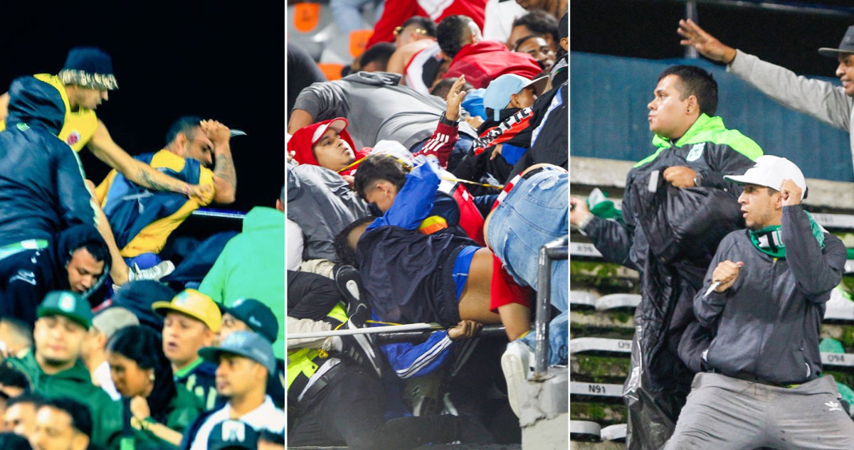 Batalla campal entre hinchas en Colombia deja apuñalados e heridos de gravedad.