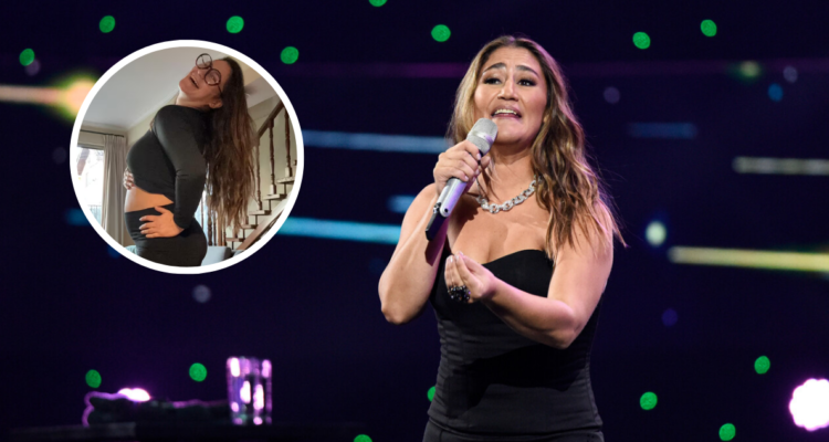 Belén Mora en el Festival de Viña 2023 y miniatura de anuncio de su tercer embarazo