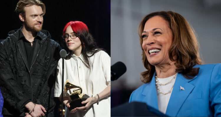 Foto de Billie Eilish, su hermano Finneas y Kamala Harris