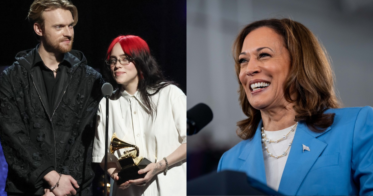 Foto de Billie Eilish, su hermano Finneas y Kamala Harris