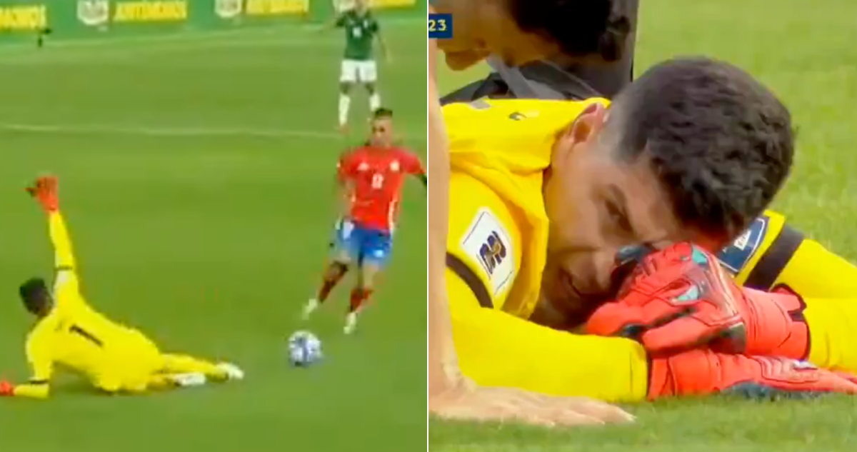 Carlos Lampe y su dura lesión tras el polémico gol de Eduardo Vargas ante Bolivia.