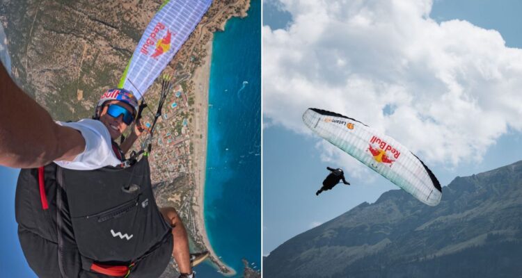 Víctor Bicho Carrera, en el podio del Mundial de Parapente Acrobático