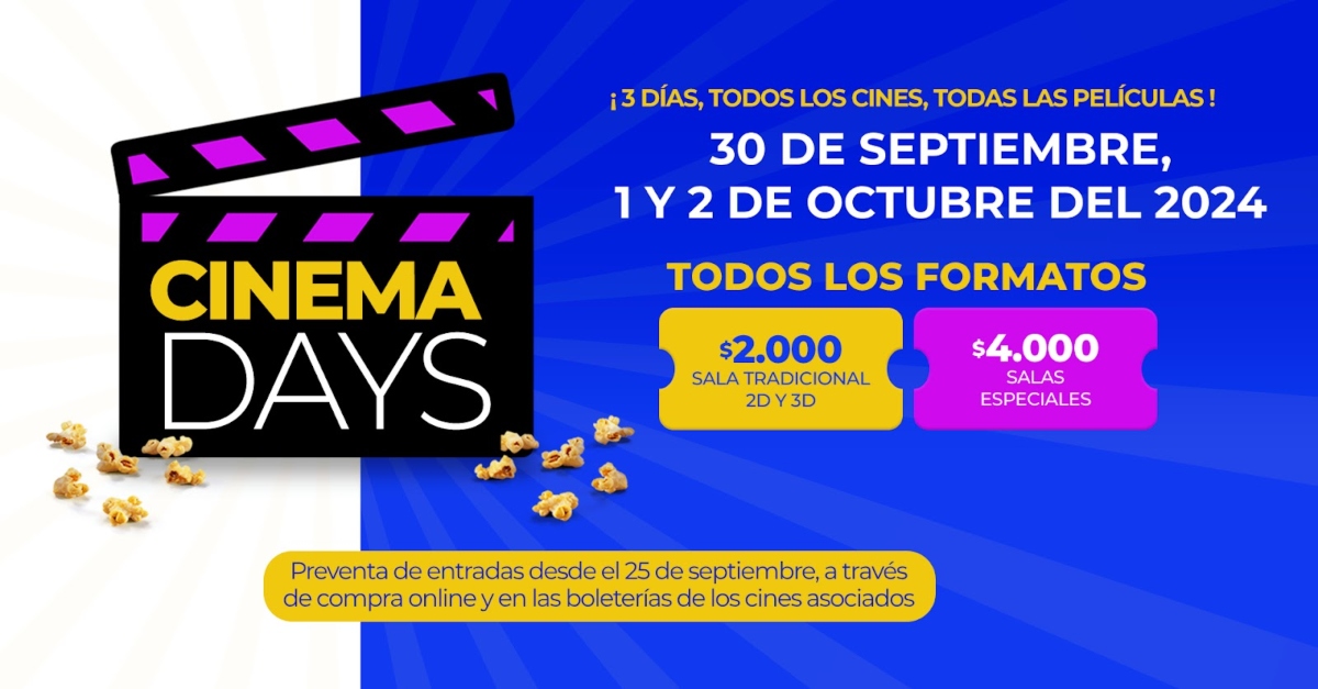 "Cinema Days 2024": Las películas, descuentos y coordenadas de la fiesta chilena del cine