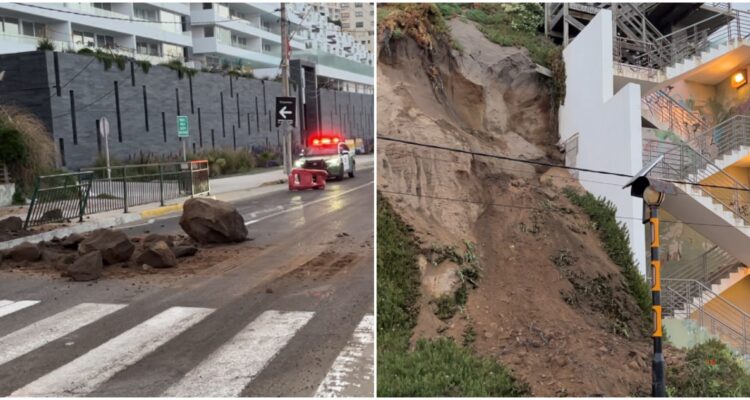 Desprendimiento de rocas en avenida Borgoño