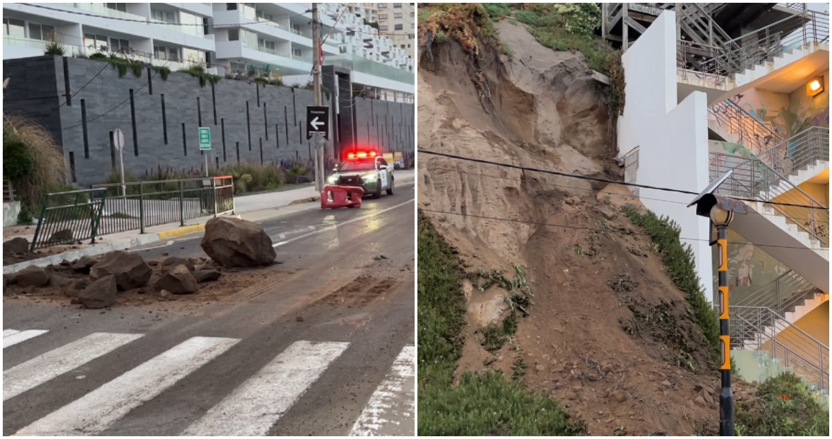 Desprendimiento de rocas en avenida Borgoño