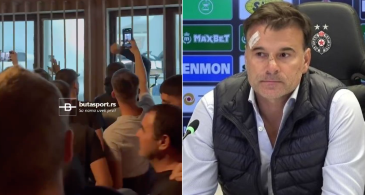 DT es agredido por sus hinchas tras ser goleado por el Estrella Roja en Serbia.